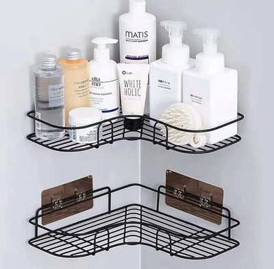 Black Corner Bathroom Shelf Stainless Steel 360°