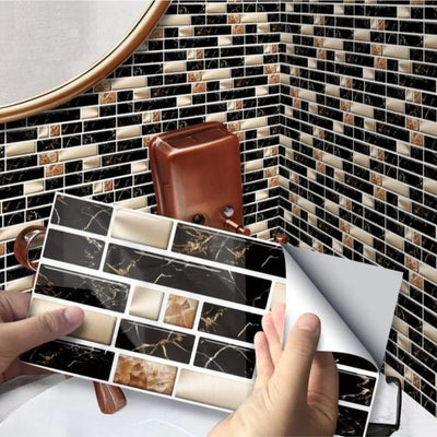 Self-Adhesive Marble Wall Stickers Black Gold Bathroom Decor