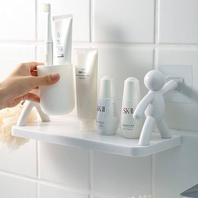 White Wall Shelf for Bathroom Storage Figure Design